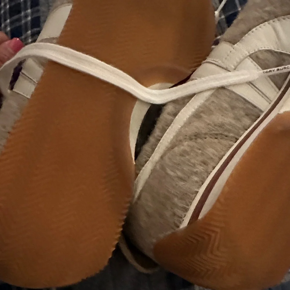 Tory Burch Tan and Cream Textured Sneakers